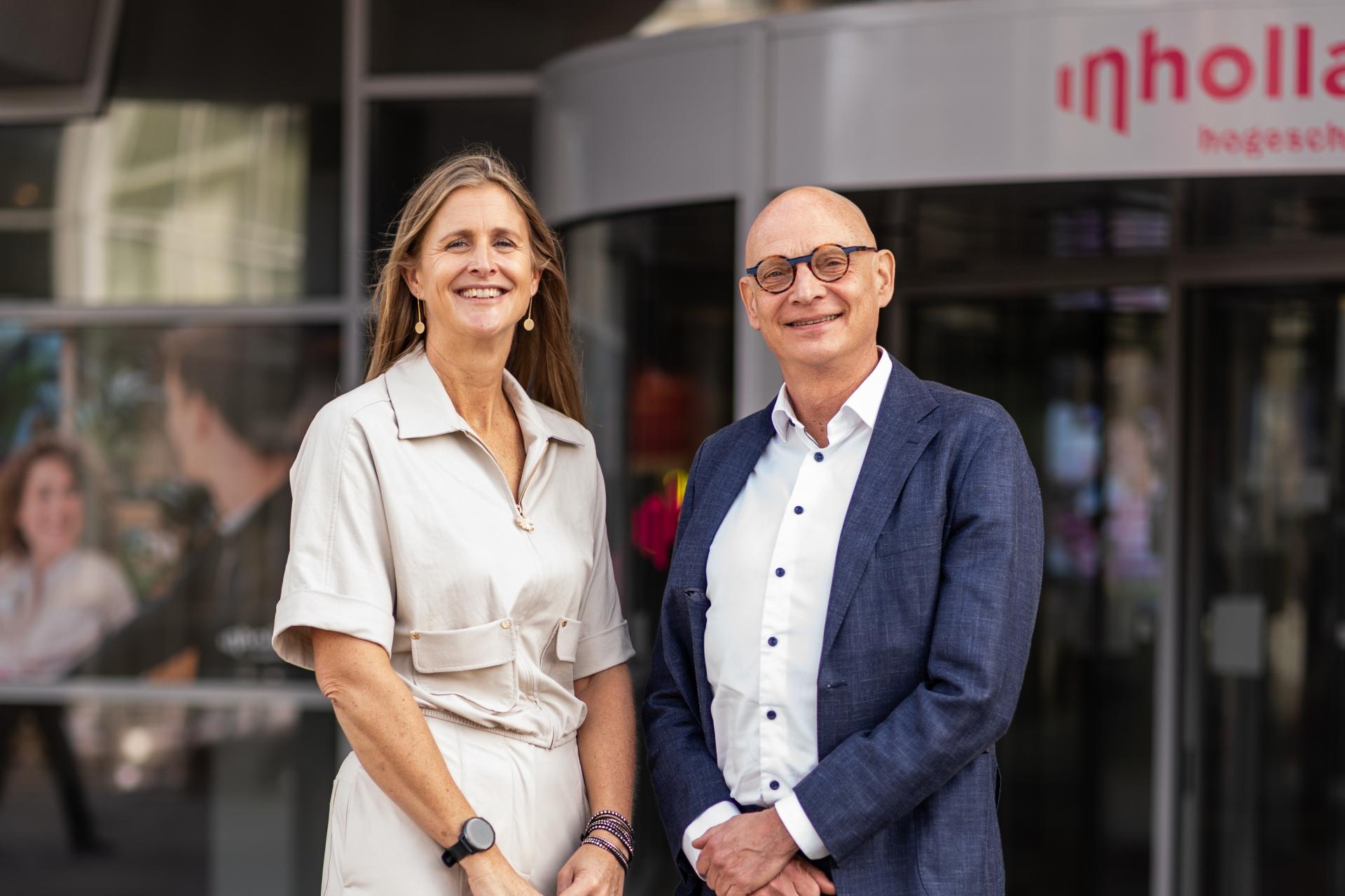 Jeroen van den Berg en Marije Deutekom, College van Bestuur Inholland Hogelschool